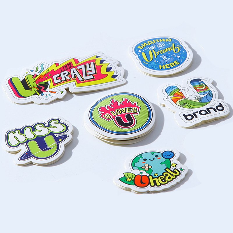 Custom Design Die Cut Waterproof Cartoon Logo Sticker Label Transparent Vinyl Adhesive Print Hologram Advertising Stickers Sheet