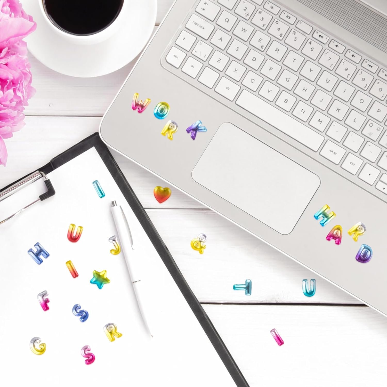 Self-Adhesive Glittering Puffy Letter & Number Stickers for Scrapbooking, 3D Colorful Epoxy Alphabet Number Stickers for DIY
