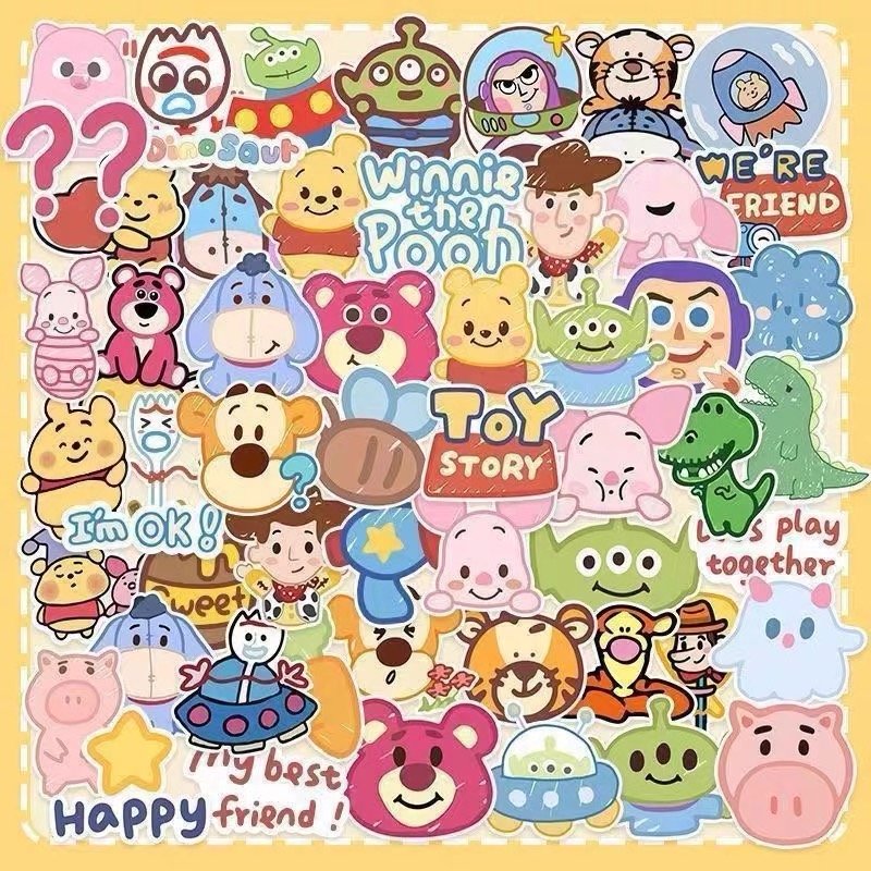 100pcs Die Cut Korean INS Style Cartoon Decorative Stickers Vinyl Stickers for Scrapbook Kid DIY Arts