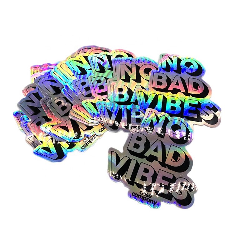Custom Hologram Die Cut Sticker Adhesive Stickers Vinyl Waterproof Rainbow Printing Custom Logo Holographic Stickers for Kids