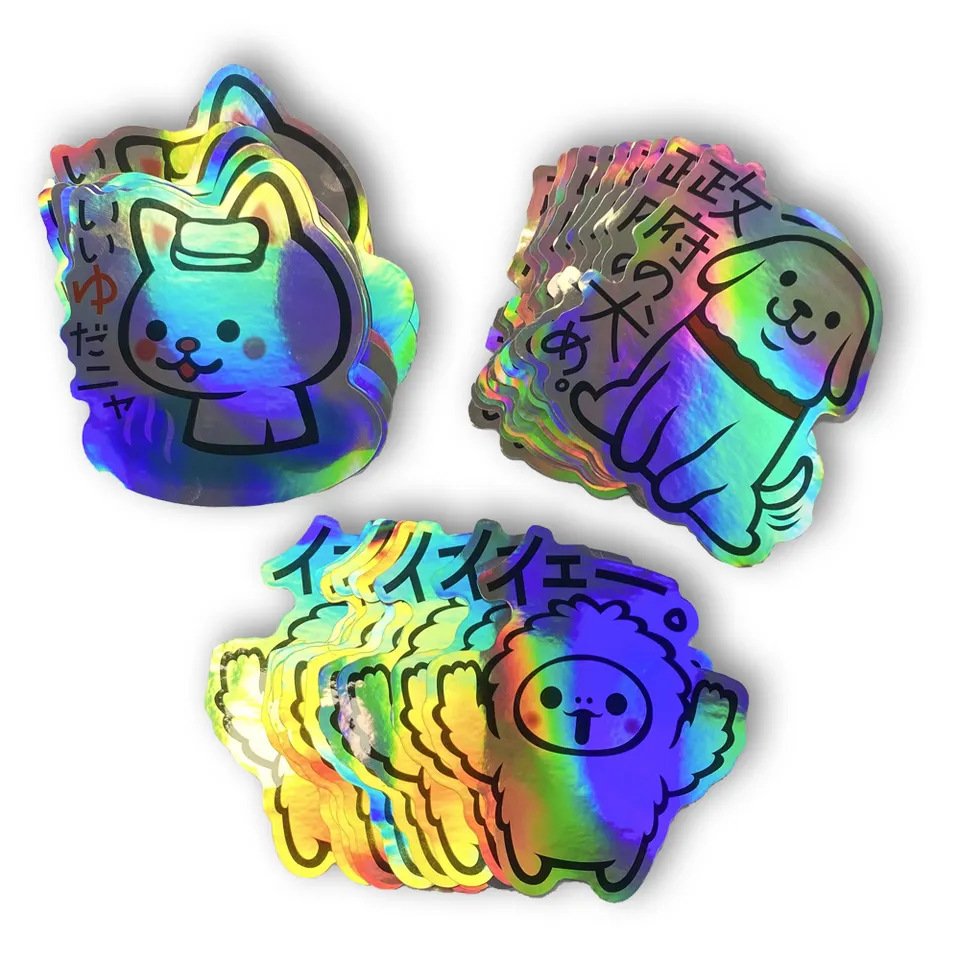 Custom Hologram Die Cut Sticker Adhesive Stickers Vinyl Waterproof Rainbow Printing Custom Logo Holographic Stickers for Kids