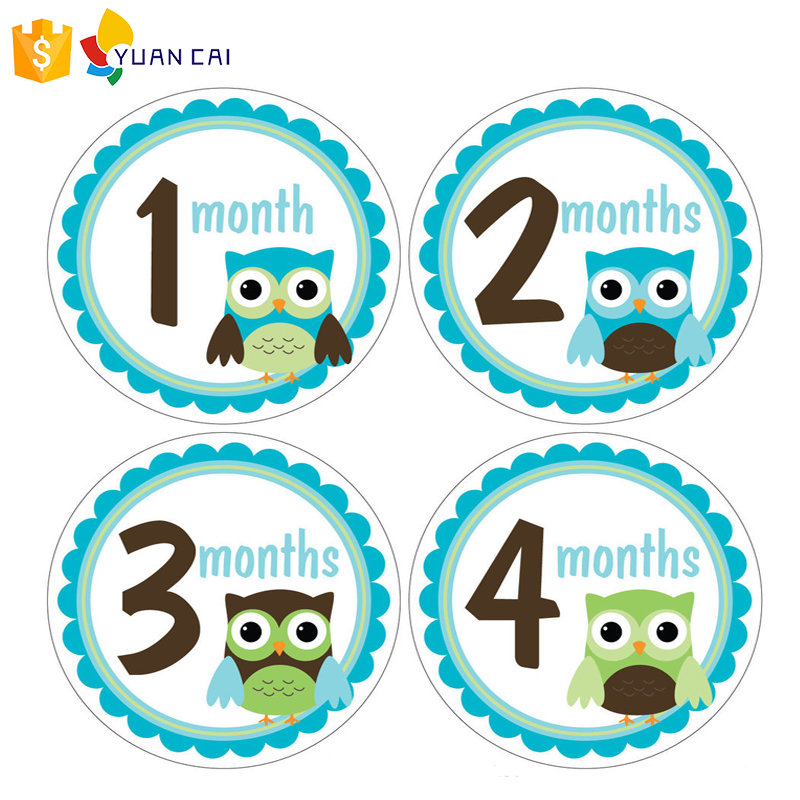 customized logo waterproof vinyl sticker printing Monthly Baby decorative Stickers Baby Boy Month 1-12 Milestone Sticker