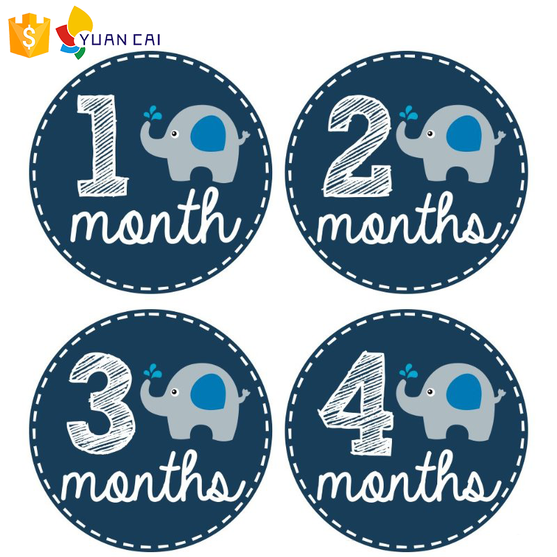 customized logo waterproof vinyl sticker printing Monthly Baby decorative Stickers Baby Boy Month 1-12 Milestone Sticker