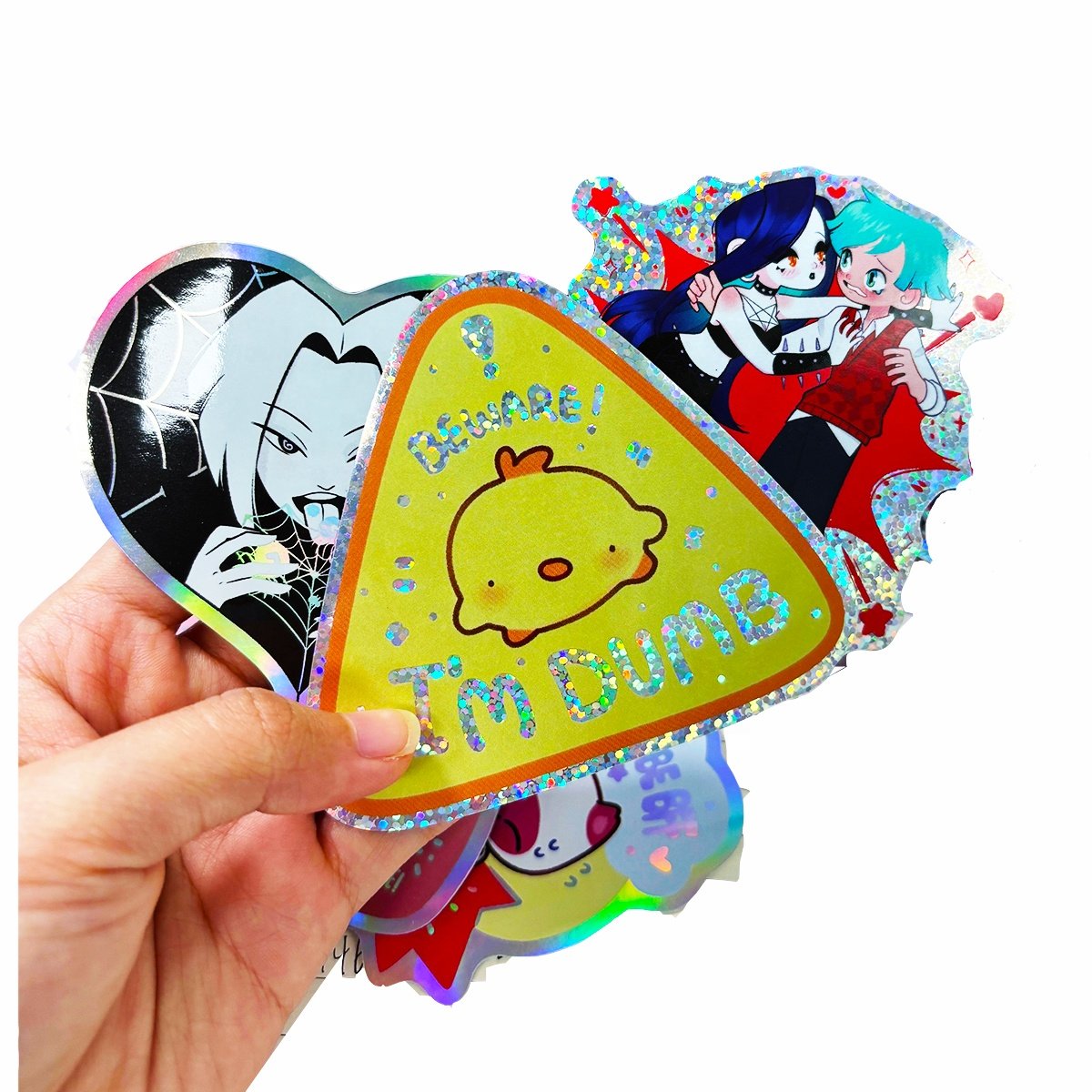 Romantic hologram die cut sticker Custom holographic die-cutting sticker adhesive Waterproof cute decorative stickers