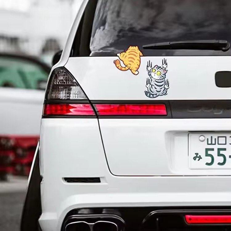 Weather Resistant Custom Logo Print PVC Vinyl Anime Funny Cat Decal Car Sticker