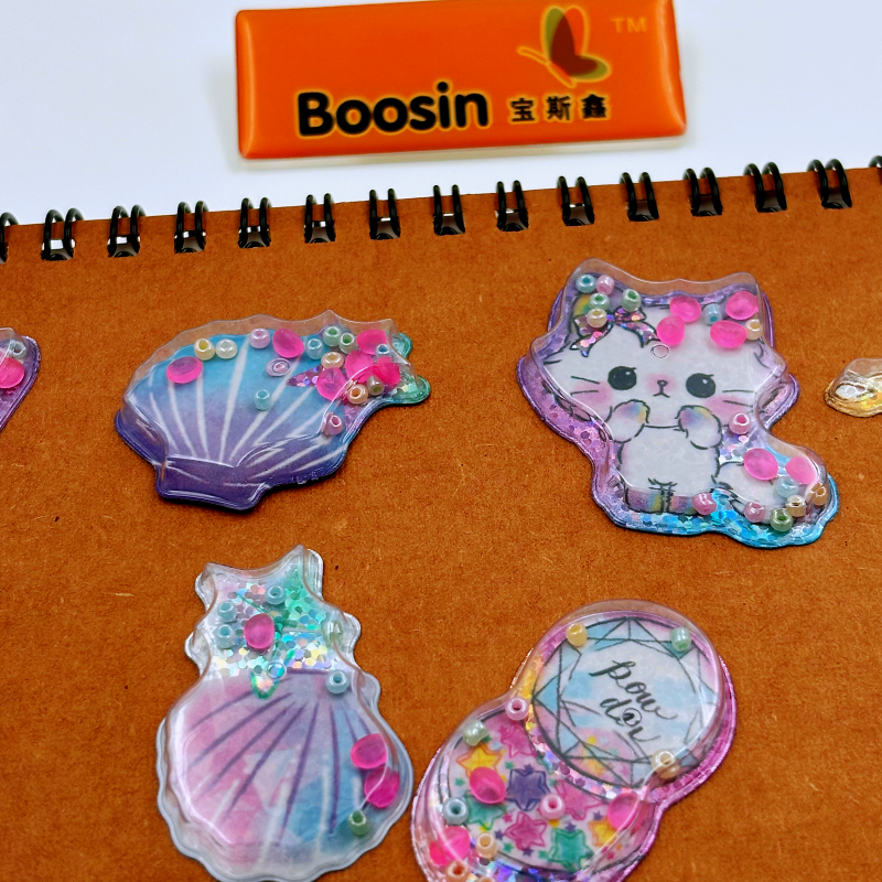 Hot Selling Custom Die Cut PVC Stickers Water Injection UV Printed Adhesive Labels PET and Plastic Material