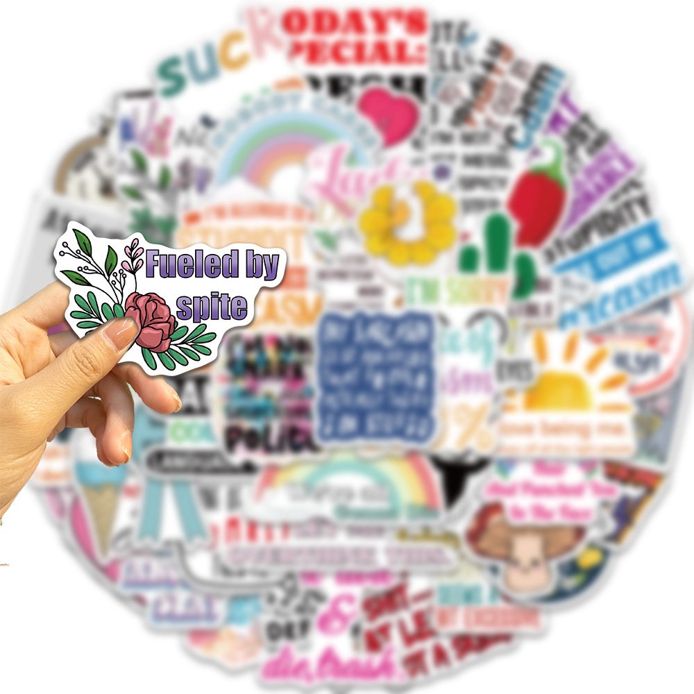 50pcs Sarcastic Stickers Funny Boho Sarcastic Stickers for Adults Snarky Humorous Quotes Stickers