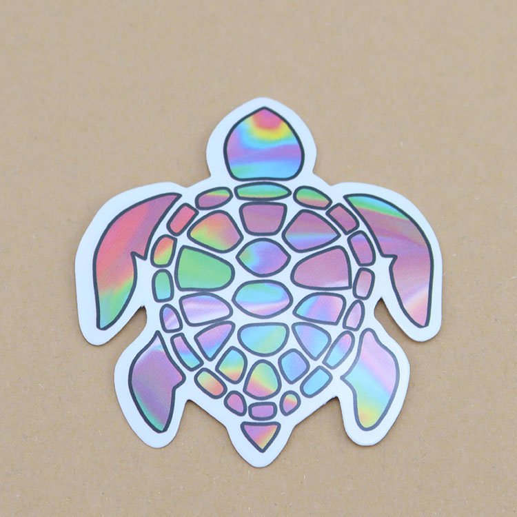 Custom Waterproof Printing Logo PVC Label Shiny Die Cut Reflective Rainbow Glitter Hologram Holographic Vinyl Cartoon Sticker