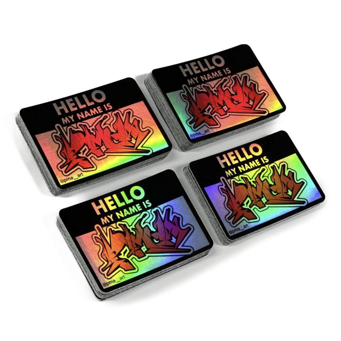 Custom Design Logo Printed Holographic Stickers pink cartoon Rainbow Hologram Sticker Printing For Promotion