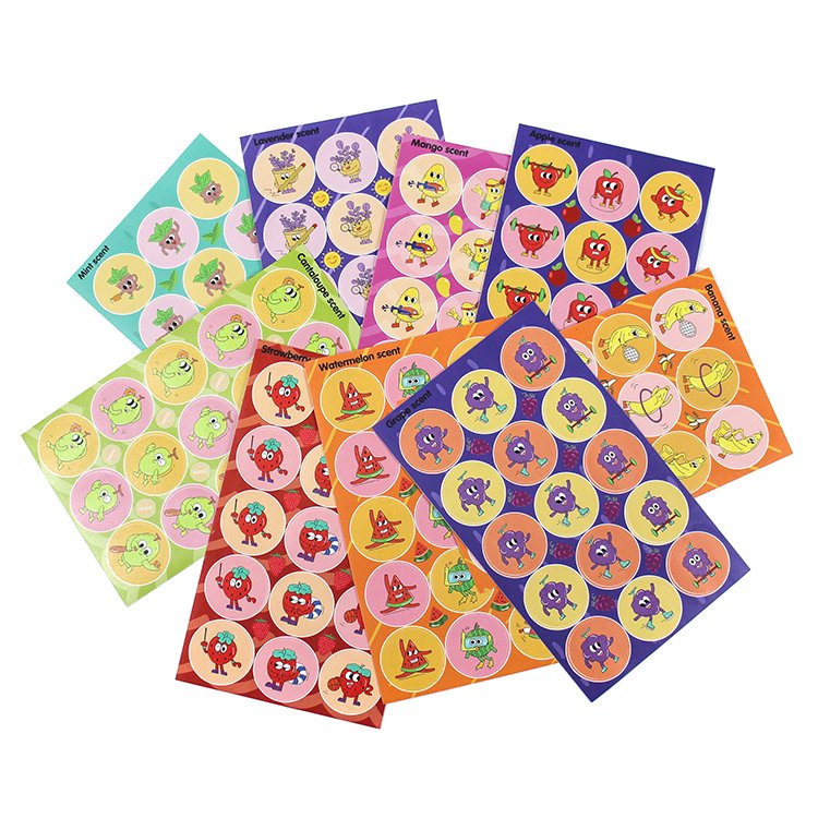 Popular Products Customized Rub Scent Sticker Fruit Scent Scratch-off Cartoon Scent Label