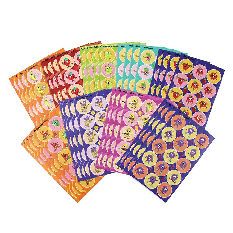 Popular Products Customized Rub Scent Sticker Fruit Scent Scratch-off Cartoon Scent Label