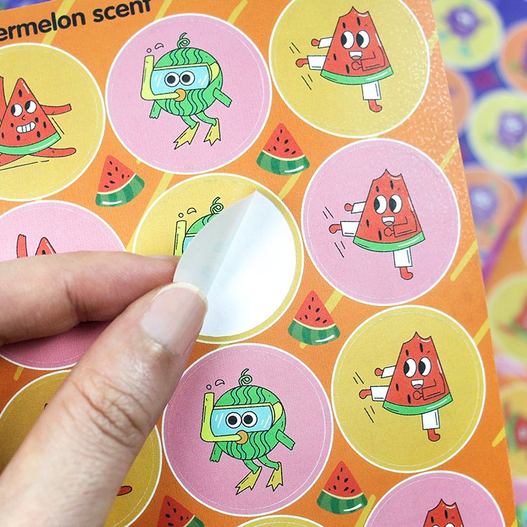 Popular Products Customized Rub Scent Sticker Fruit Scent Scratch-off Cartoon Scent Label