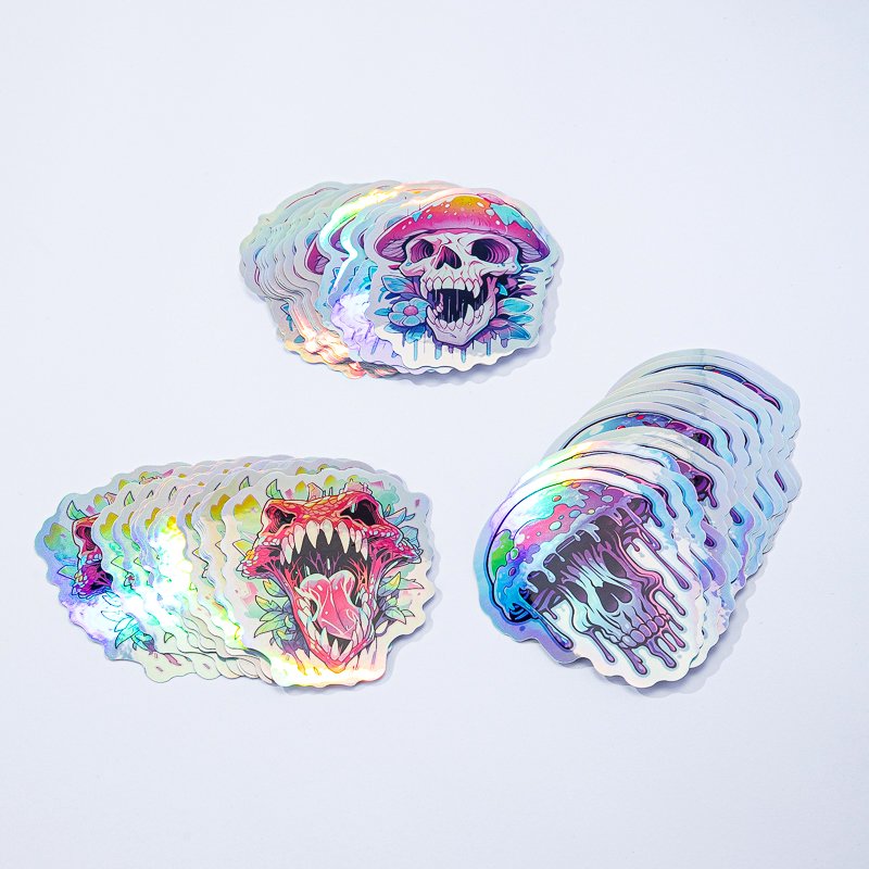 Custom Personalized Logo Vinyl Sticker Die Cut Printing Digital Label Waterproof Reusable Hologram Holographic Stickers