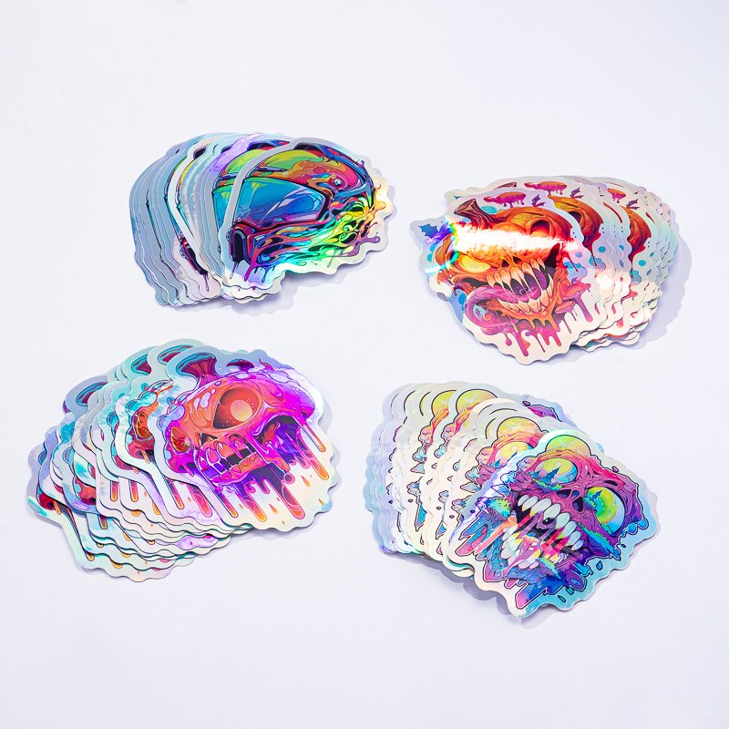 Custom Personalized Logo Vinyl Sticker Die Cut Printing Digital Label Waterproof Reusable Hologram Holographic Stickers