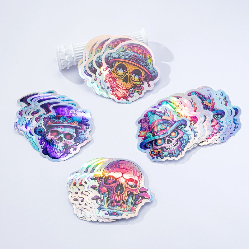Custom Personalized Logo Vinyl Sticker Die Cut Printing Digital Label Waterproof Reusable Hologram Holographic Stickers