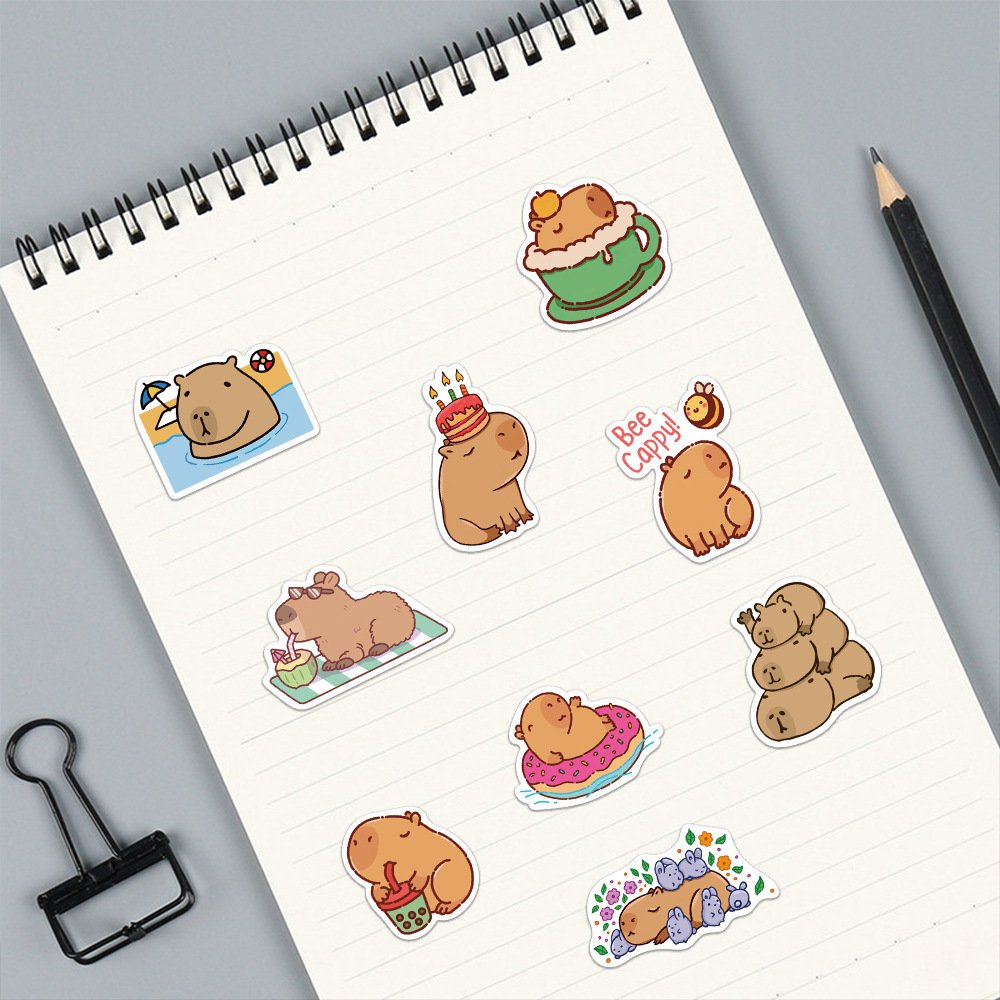 cartoon sticker capybara graffiti stickers decoration computer water bottle suitcase pen guitar notebook DIY Waterproof sticker