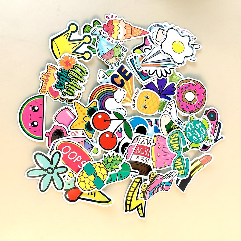 New Butterfly Color Animal Cartoon Sticker Die Cut Vinyl PVC Car Sticker waterproof printing logo gloss vinyl holographic