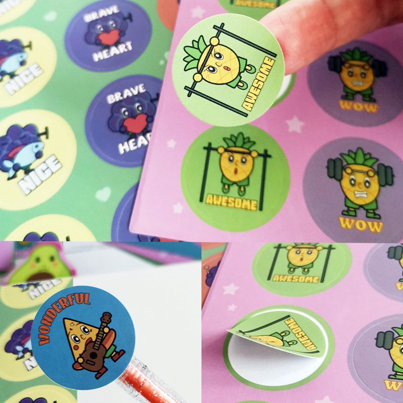 Manufacturer Direct Selling Round Shape Cartoon Scent Sticker Waterproof Stickers For Children