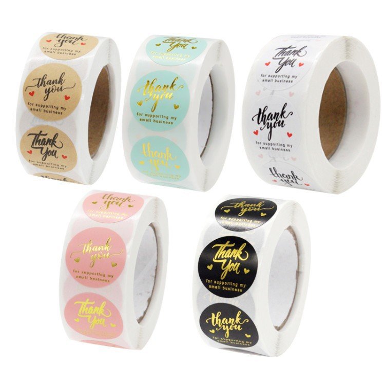 1inch gold foil round label sticker clothes candle gift packaging thank you for supporting my small business stickers roll