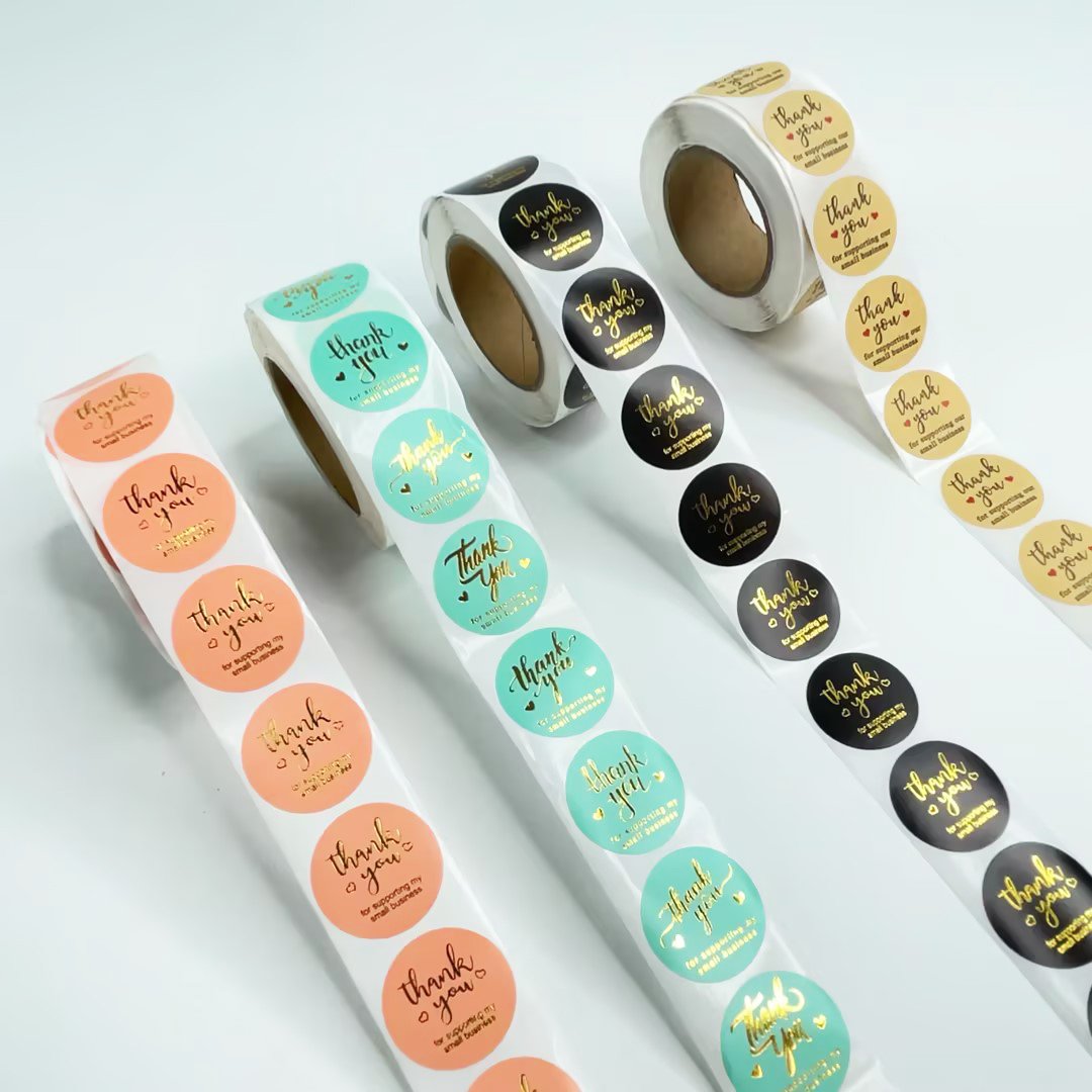 1inch gold foil round label sticker clothes candle gift packaging thank you for supporting my small business stickers roll