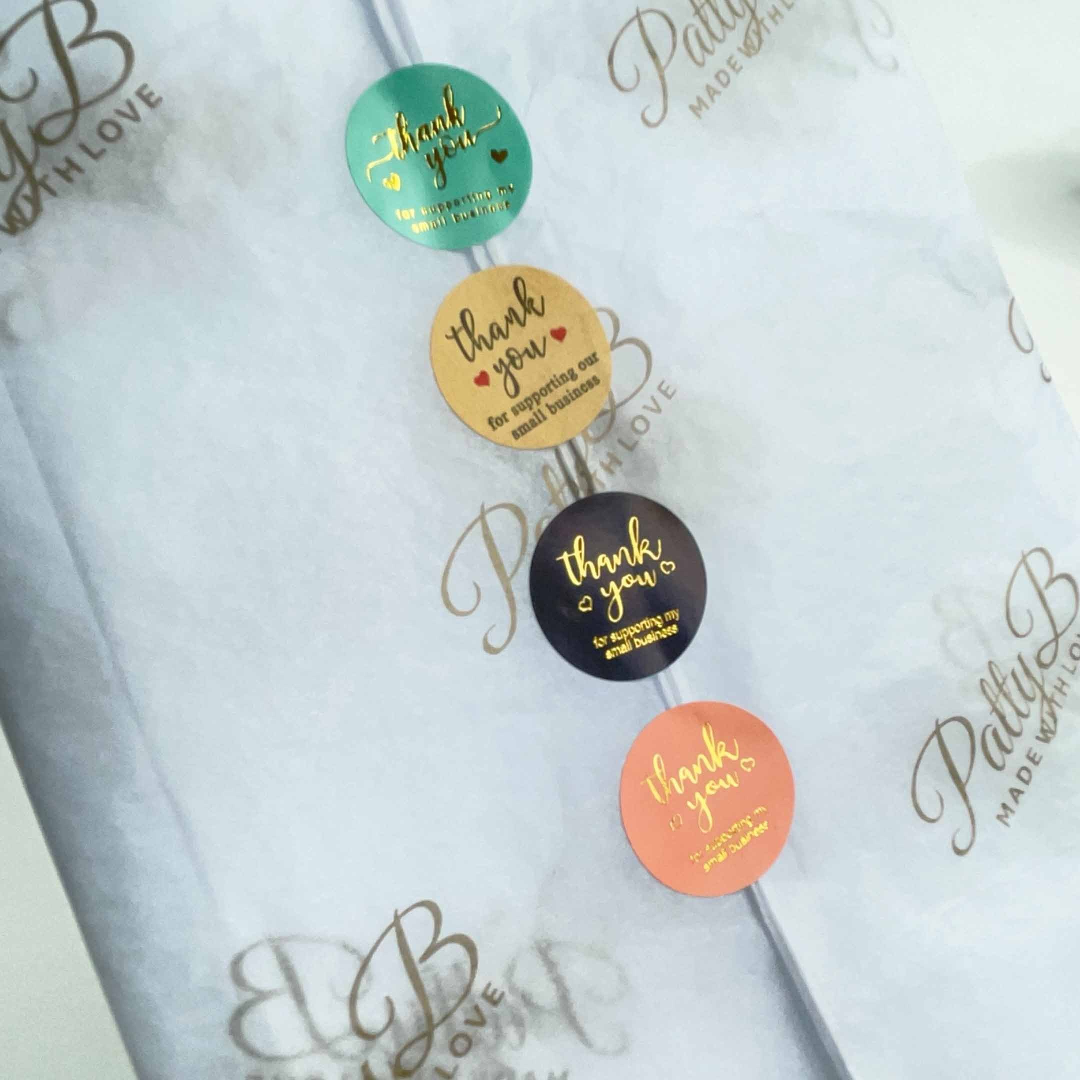 1inch gold foil round label sticker clothes candle gift packaging thank you for supporting my small business stickers roll