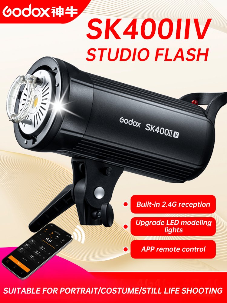 Godox SK400 IIV 400Ws LED Studio Strobe Flash Light 2.4G Wireless X System GN65 5600K Pentax Battery Powered Remote