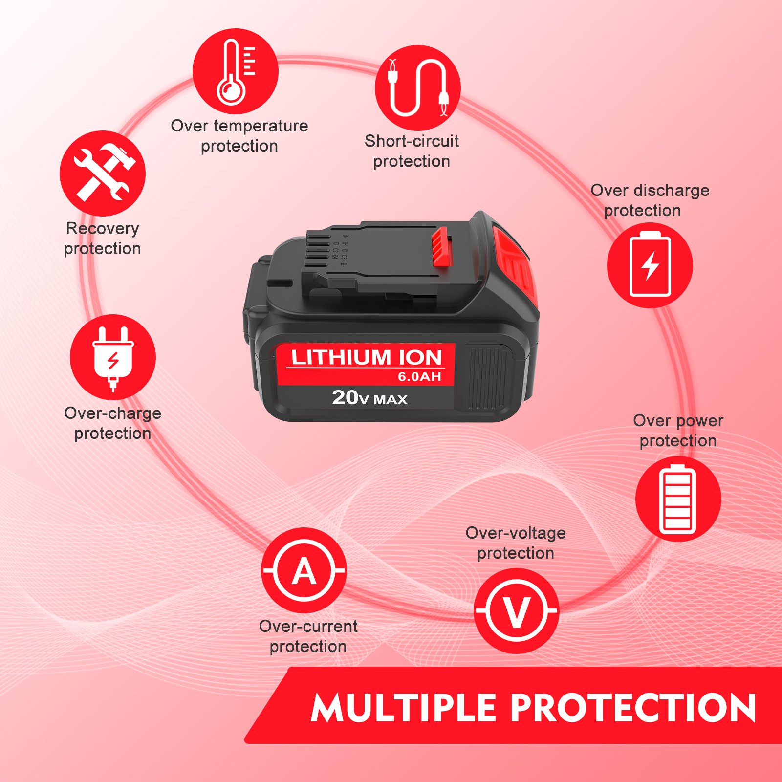 Replacement 20V Power Tool Battery Lithium Ion Battery Pack For Power Tool Cordless Drill Combo Kit DCB200