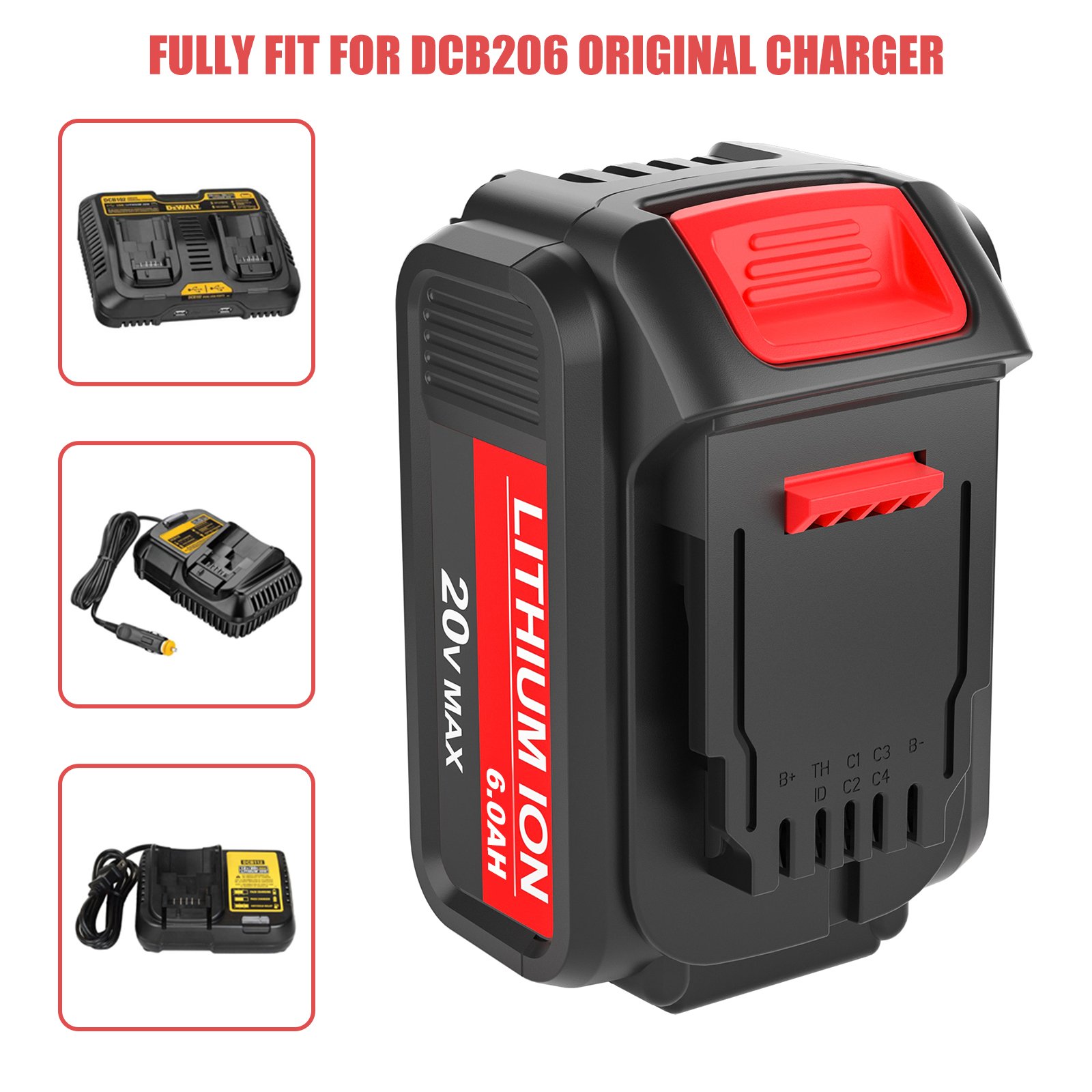 Replacement 20V Power Tool Battery Lithium Ion Battery Pack For Power Tool Cordless Drill Combo Kit DCB200