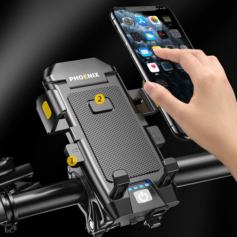 Phoenix Wholesale Rechargeable Head Spoke Mountain Front Accessories Motor Signal Led Waterproof Bike Light With Phone Holder
