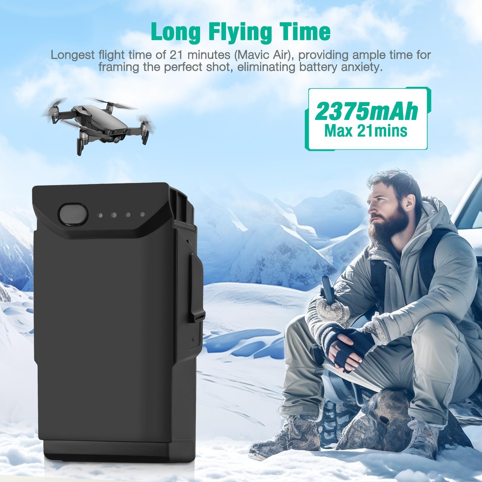 2375 mAh 21Mins Flight Time Intelligent Flight LiPo Battery for DJI Mavic Air Drone Replacement Accessories