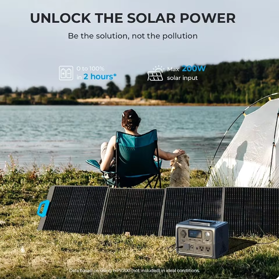 Fast Charger EB3A 600W 268Wh Portable Power Station LiFePO4 Battery Charger Solar Generator Camping Fishing RV Drone UPS Power