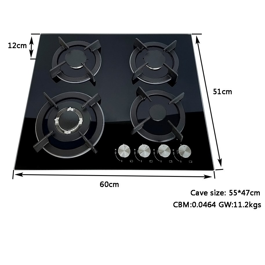 Wholesale best flame 4 burner gas cooker stove cooktop with tempered Glass panel Cast Iron safety Gas Stove for kitchen cooking