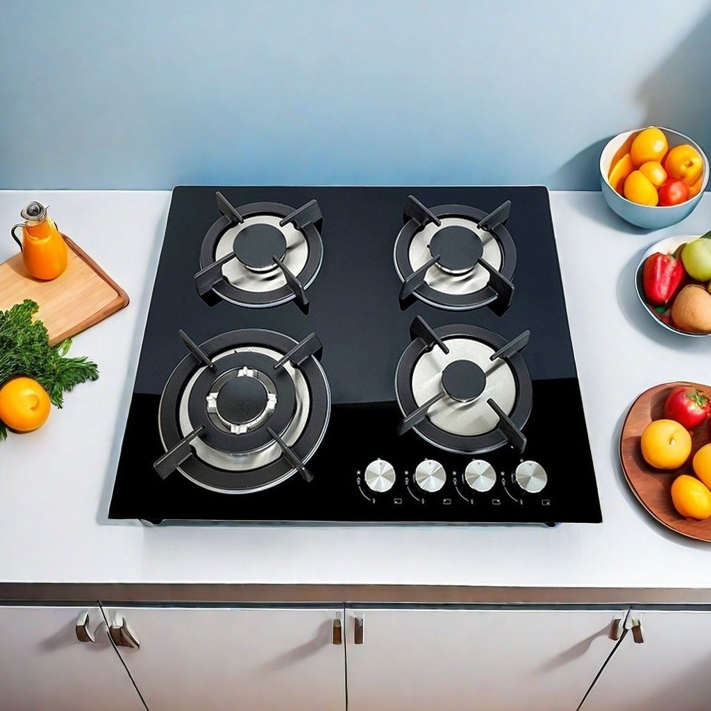 Wholesale best flame 4 burner gas cooker stove cooktop with tempered Glass panel Cast Iron safety Gas Stove for kitchen cooking