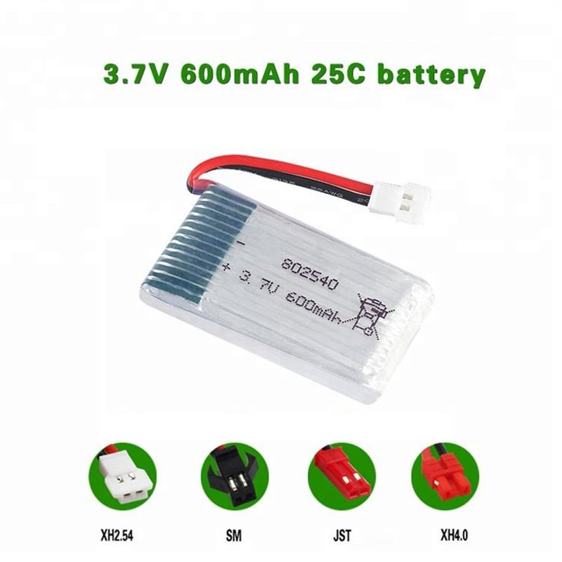 Lithium Ion Rechargeable Battery 3.7V 600mAh 802540 25C RC Drone Quadcopter Batteries For Airplane Toys Aircraft Remote Toy