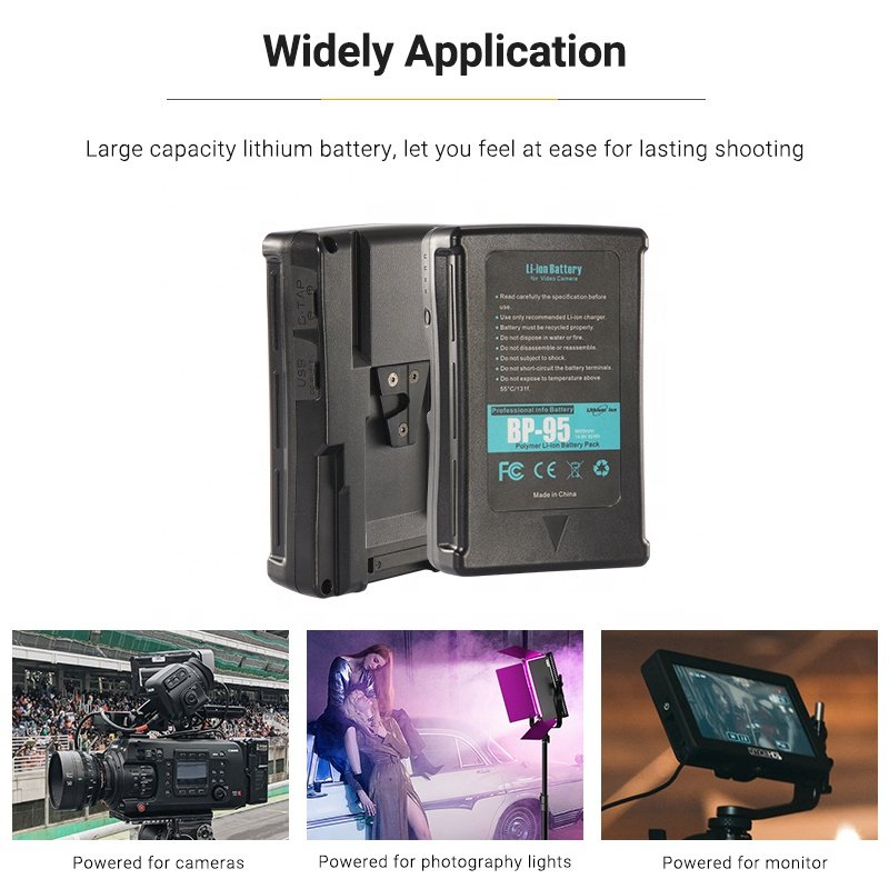 Camera Accessories Lithium Batteries 160Wh BP95 Rechargeable Batteries V-lock V Lock Mount Battery Plate