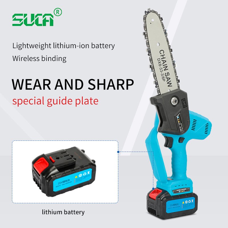 Professional 21V Wood Cutter Saw Cordless Lithiuum Battery Chain Saw Portable Electric Chainsaw with Accessories