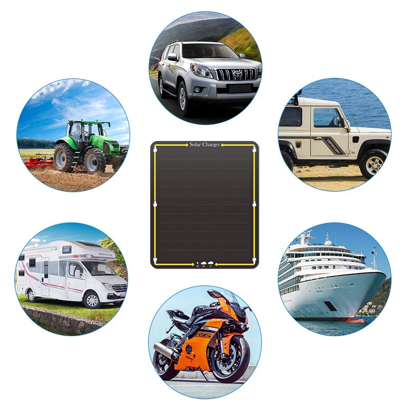 LLSOLAR Portable 15W Solar Battery Charger Maintainer Flexible Solar Panel Kit 12v Solar Trickle Charger for Car Truck Boat RV M