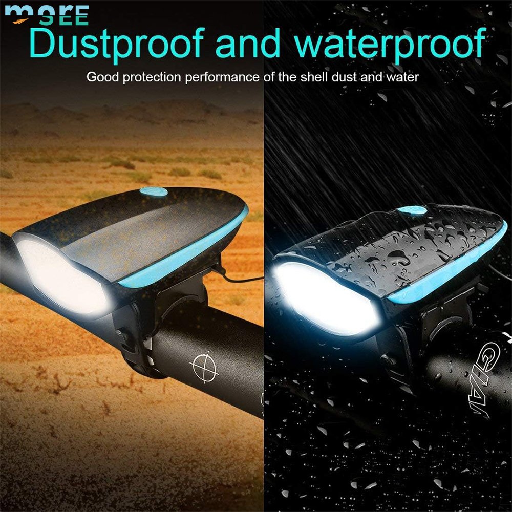 SeeMore Waterproof Dustproof Usb Rechargeable Bicycle Front Light Horn Set Night Riding Bike Light