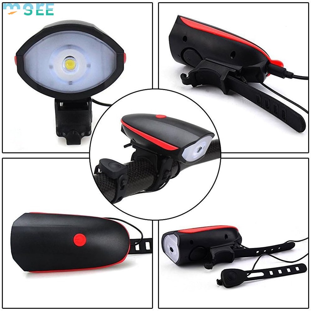 SeeMore Waterproof Dustproof Usb Rechargeable Bicycle Front Light Horn Set Night Riding Bike Light