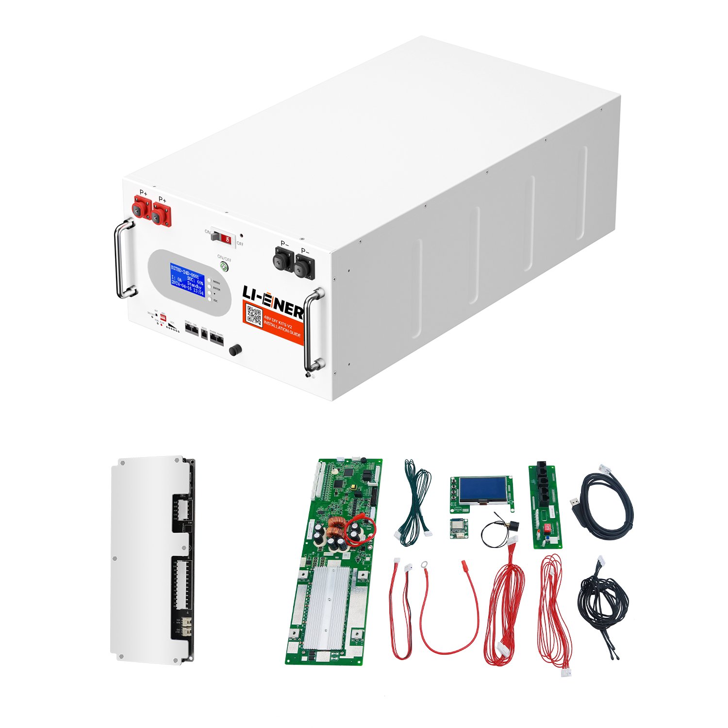 DIY 16s 51.2V 280Ah 300Ah BOX 200A BMS Lithium Battery Case Pack Accessories RS485 CAN For Lifepo4 Battery Easy Installation