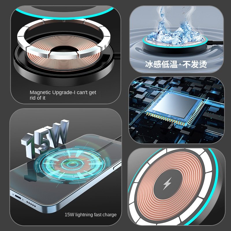 Cross-border Transparent Magnetic Wireless Charger for 14PD Fast Charge Cyberpunk 15Wmagsafe