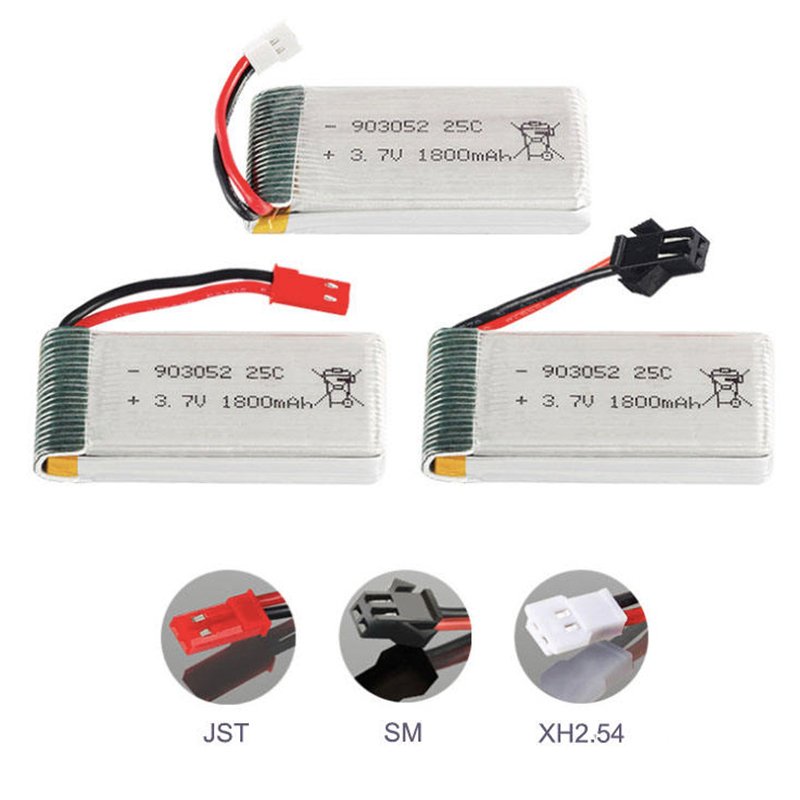 RC Drone Backup Battery Lipo Lithium Polymer Battery Pack Mini Size 903052 1800mAh 3.7V LCO Toys Battery