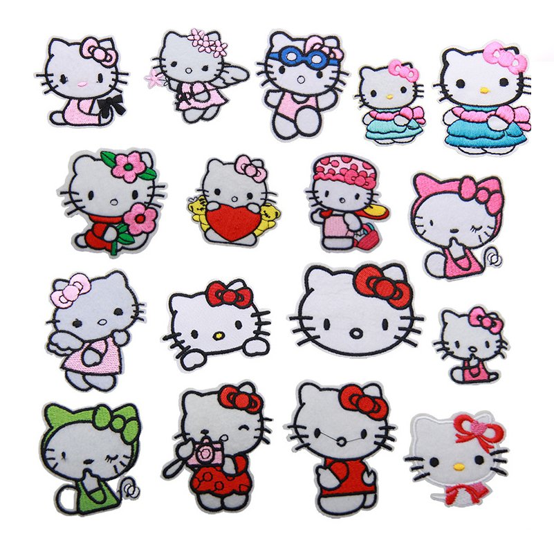 Custom Cartoon Cute Kitty Cat Patch Embroidery Sticker Gift For Hat Bag Shoe Tags Clothing Label Garment Accessories Wholesale
