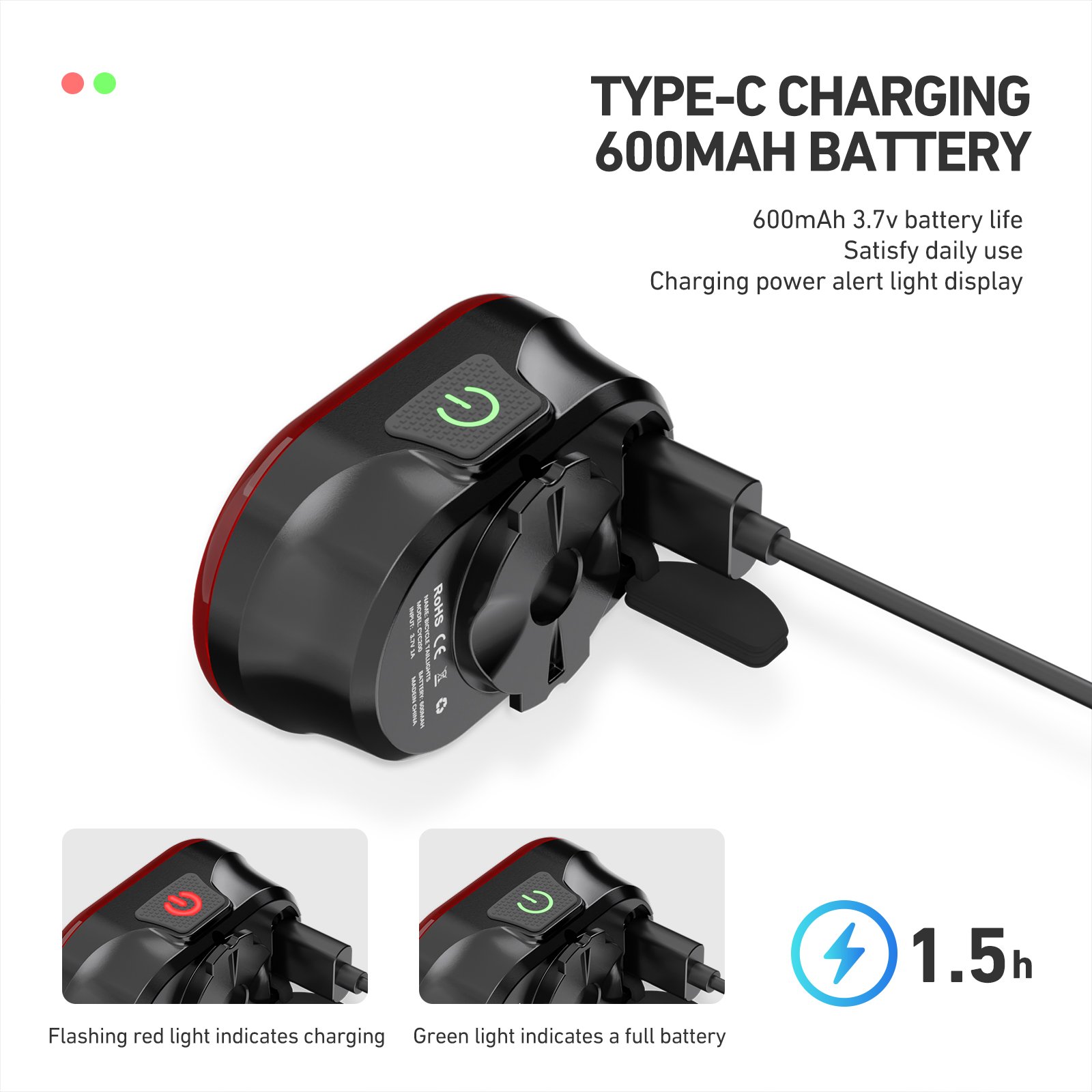 CYCLAMI Bicycle Light Set CY300T Bike LED Front Rear Lights USB Charge MTB Road Bike Highlight Cycling Light Cycling Accessories