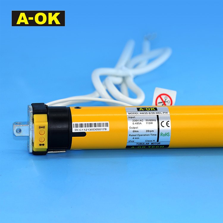 A-OK AM35-6/28-MEL-PW Factory Price Tuya wifi Motorized Roller Blinds Shutter 35mm Rechargeable A-OK Tubular Motor