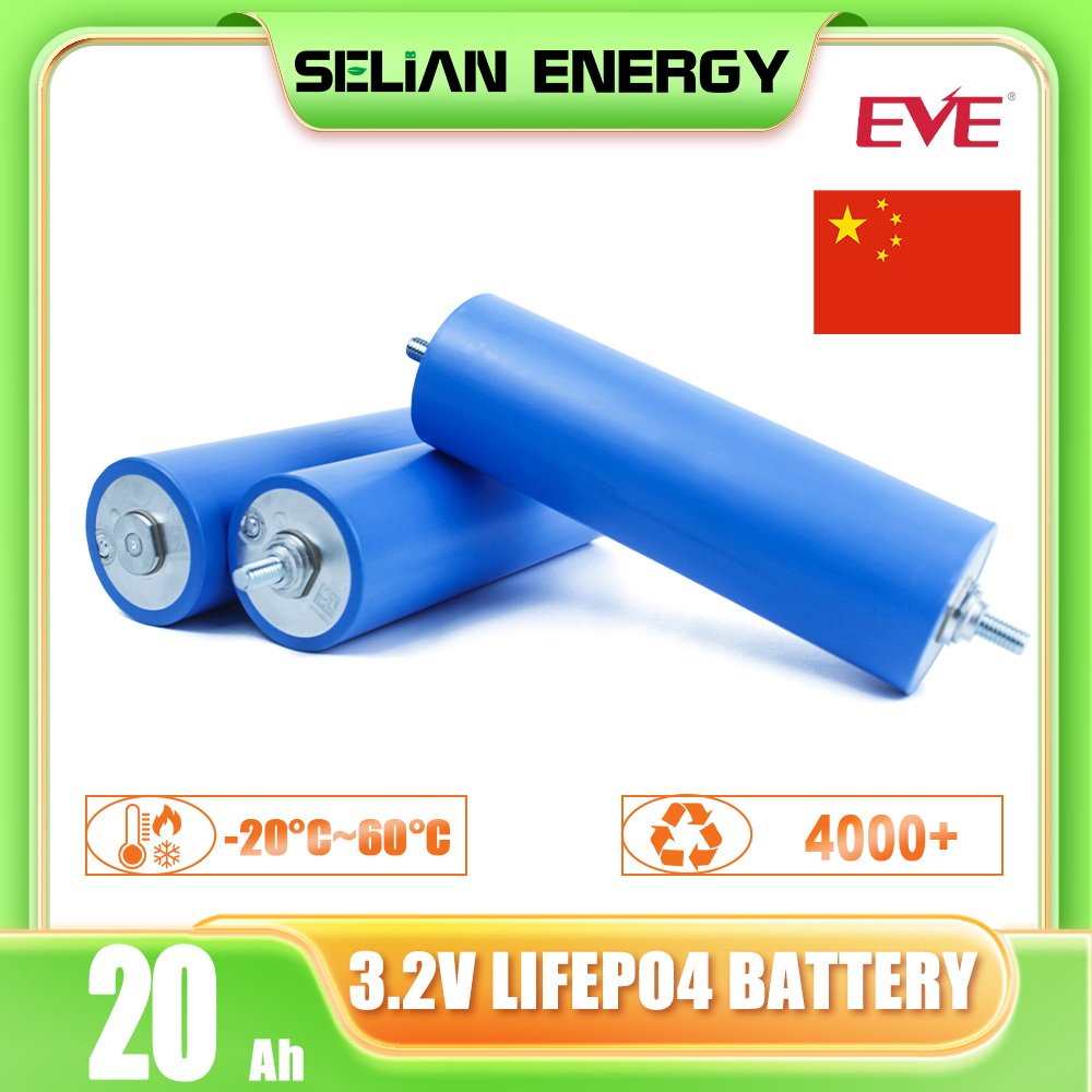 Brand New EVE C40 LiFePO4 3.2V 20A Rechargeable Cylindrical LFP Battery Cells For DIY 12V 24V 48V Pack Solar Energy Storage