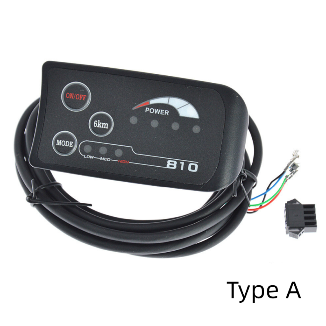 Electric Bike LED Display 24V 36V 48V Battery Status Ebike Parts ABS 810 Display Speed Regulation Ebike Accessories