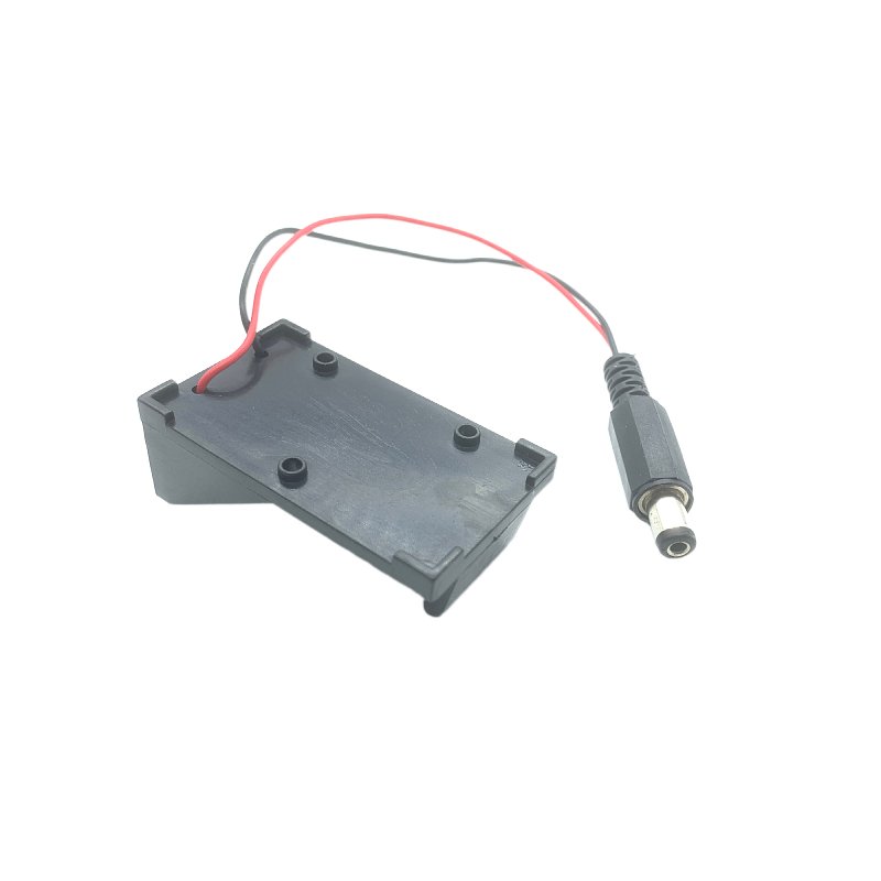 9v Battery Case Plastic Single Battery Storage Holder Black Box 9v With Wires Male DC Plug 6F22 9v Battery Holder