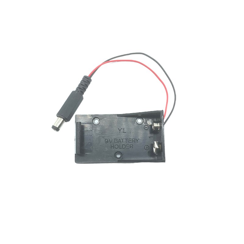 9v Battery Case Plastic Single Battery Storage Holder Black Box 9v With Wires Male DC Plug 6F22 9v Battery Holder