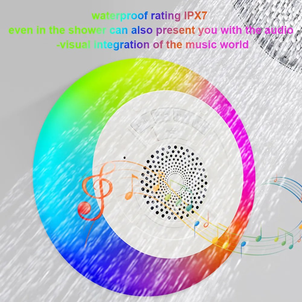 Waterproof Floater Speaker Rgb Led Bt Wireless Shower Speaker Portable Blue Tooth Bluetooths Speakers